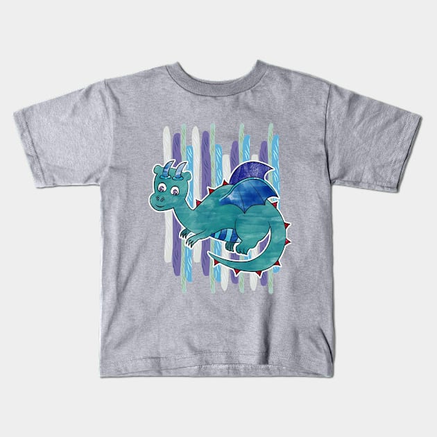 Watercolor Dragon Kids T-Shirt by jubilli
